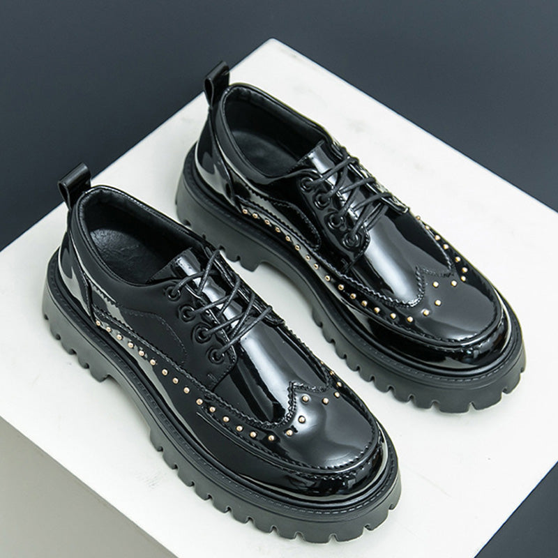 Artistic Expression Brogue Derbys Shoes: Wingtip Poetry & Stud Accents