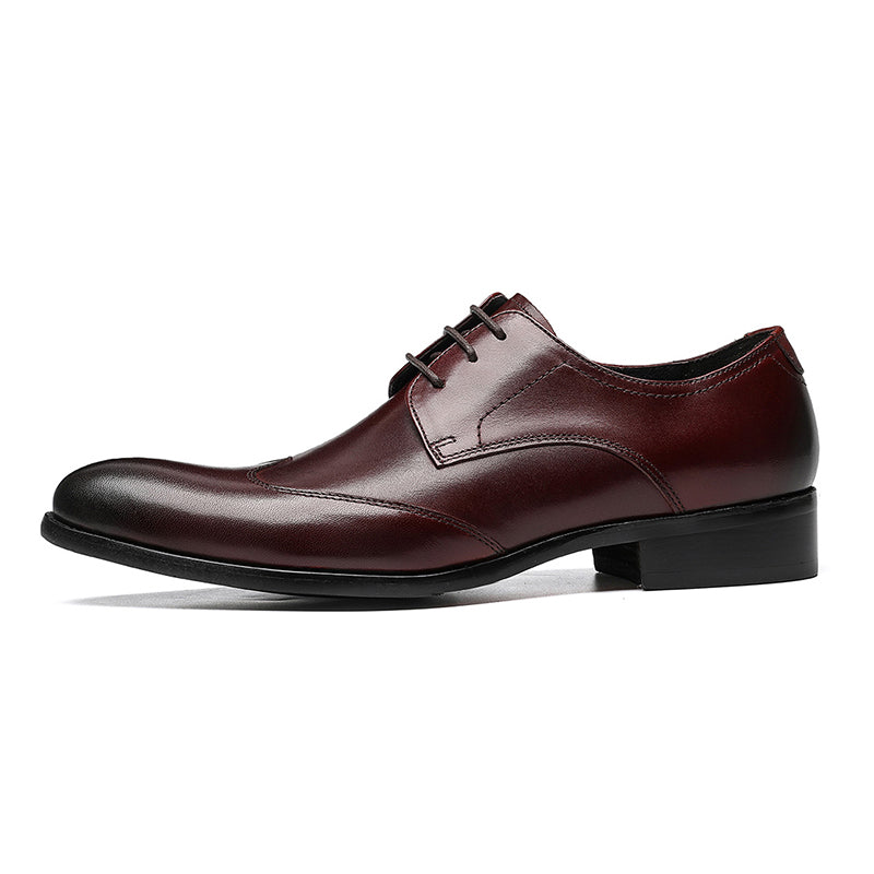 Men's Pointed-Toe Derby Shoes Premium Leather & Secure Lace-Up