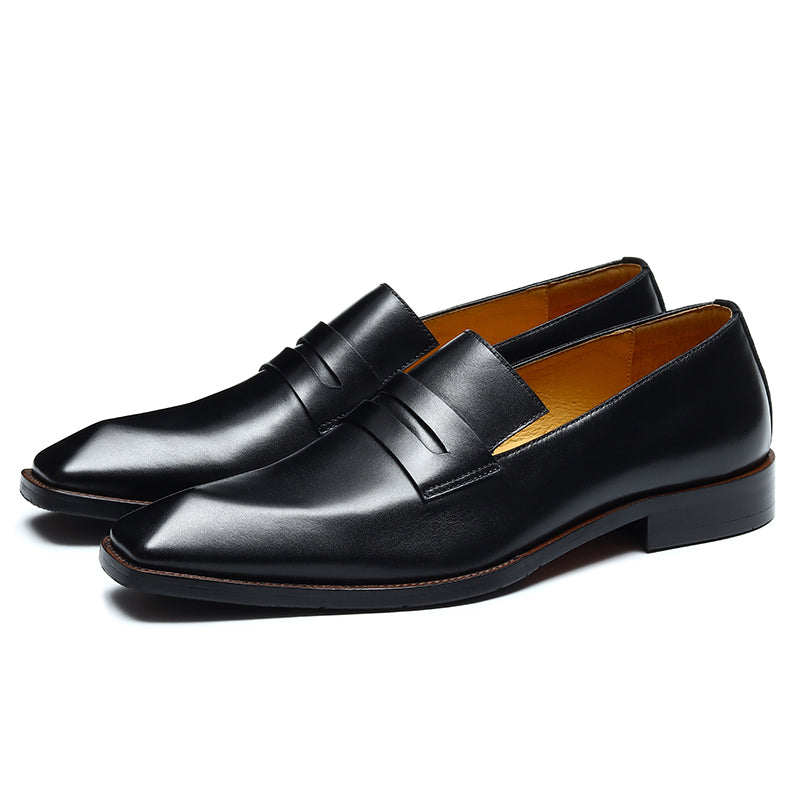 Men's Loafers - Diamond-Kissed Toe & Polished Leather