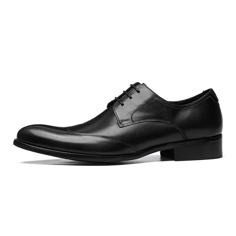 Men's Pointed-Toe Derby Shoes Premium Leather & Secure Lace-Up