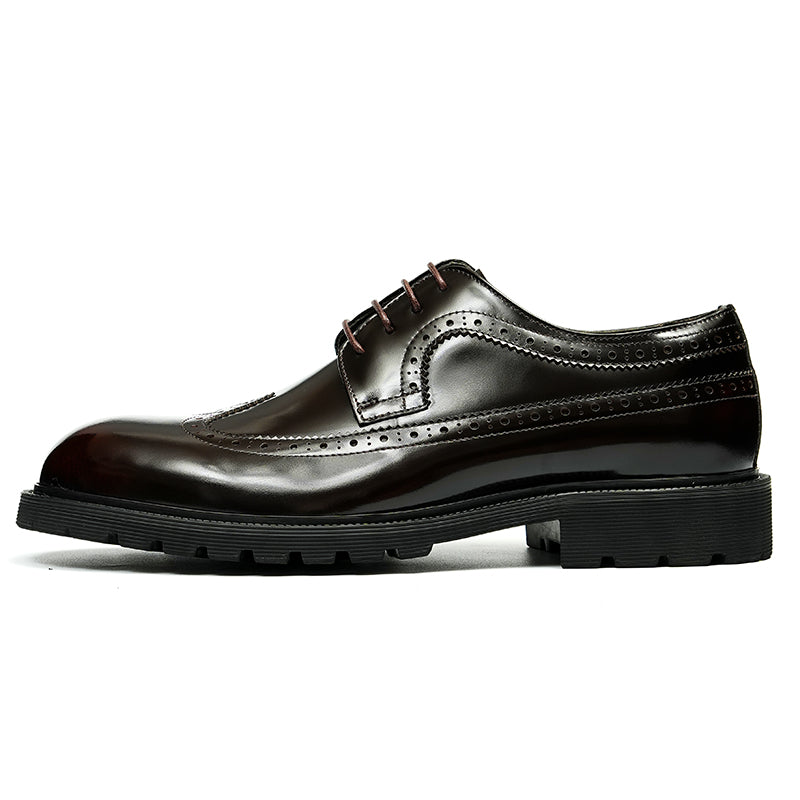 Men's Brogue Derby Shoes - Refined Wingtip & Breathable Comfort