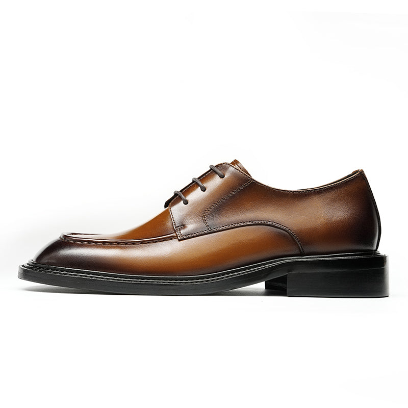 Men's Derby Shoes - Gradient Leather & Reinforced Stitching