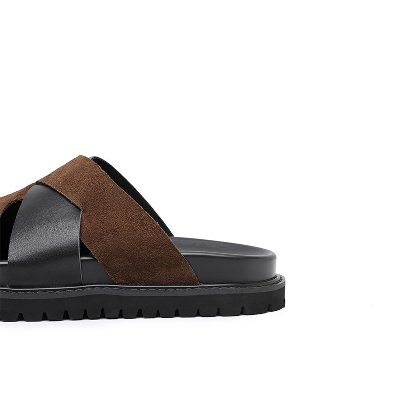 Men's Artisan Sliders: Cross-Strap Architecture & Effortless Comfort