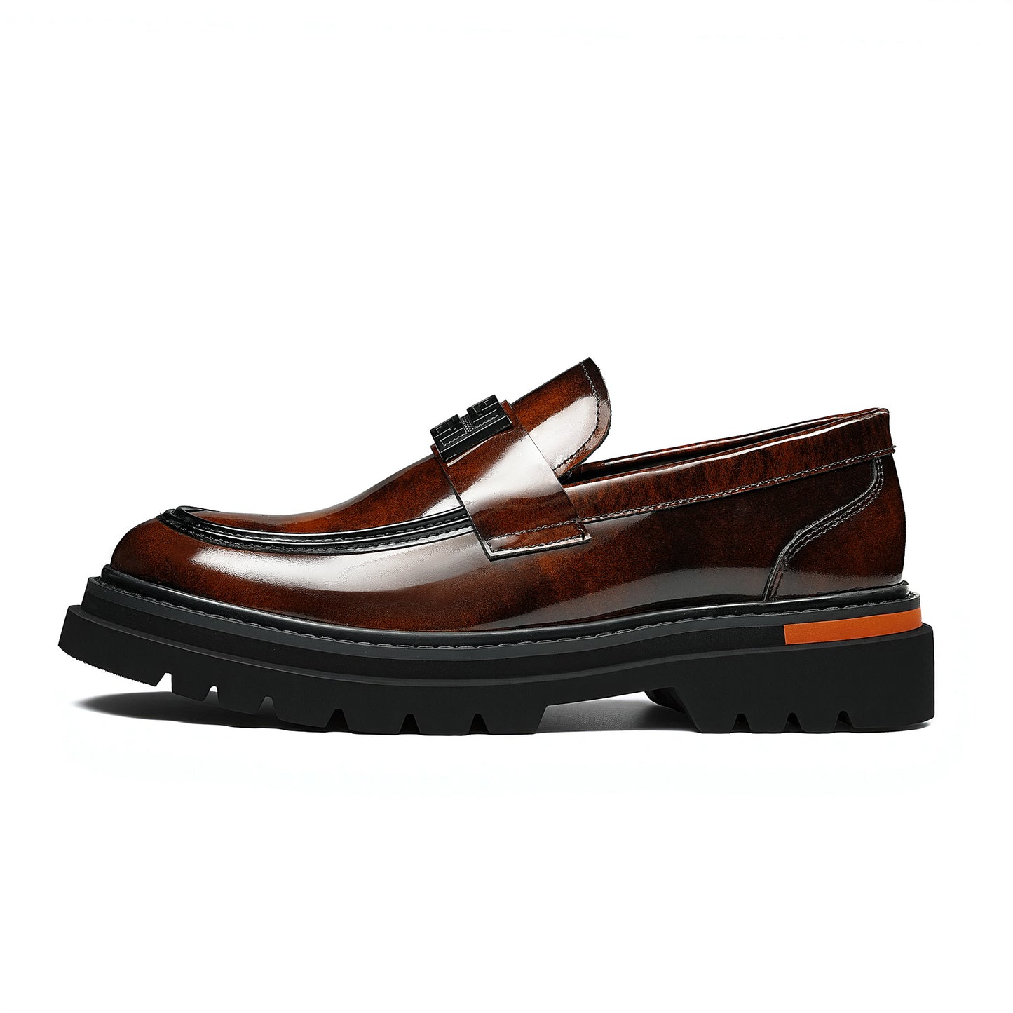 Men's Burnished Loafers: Signature Hardware & Supple Inner Contours