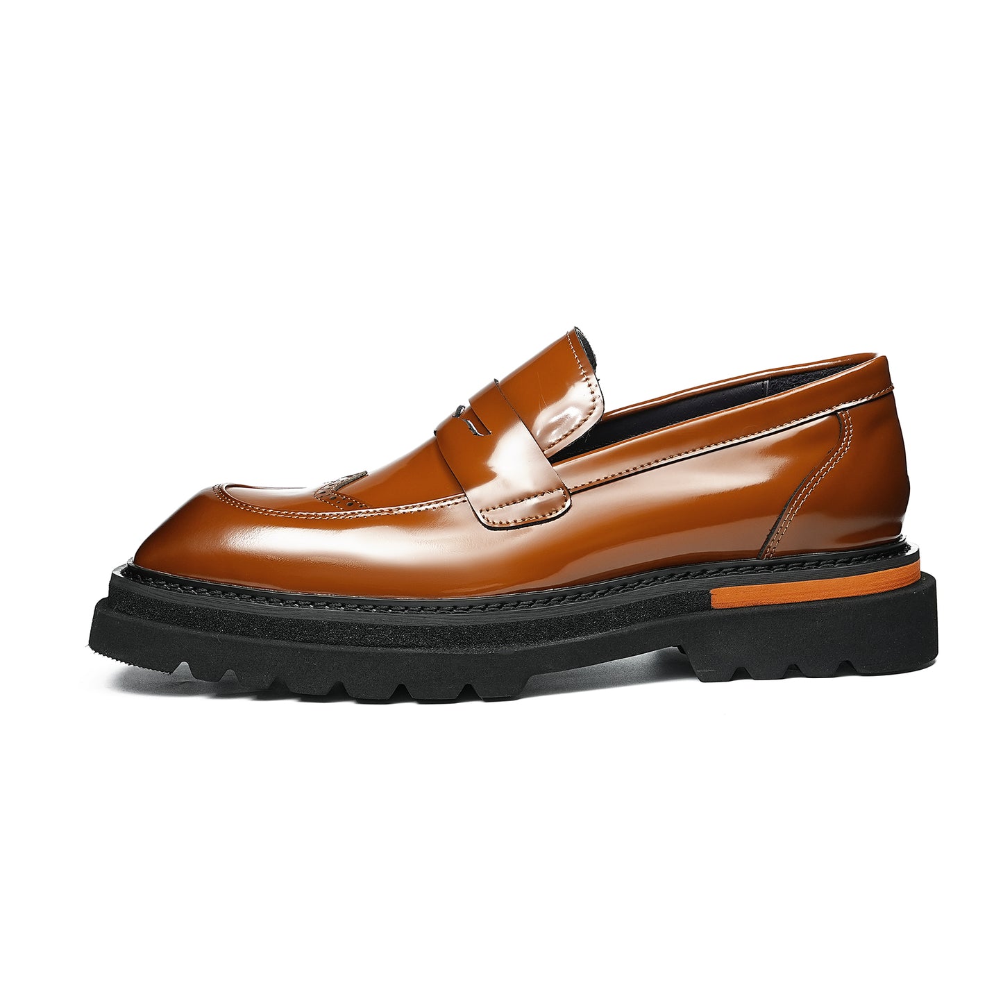 Square-Toe Men's Loafers: Brogue Detailing & Refined Hardware