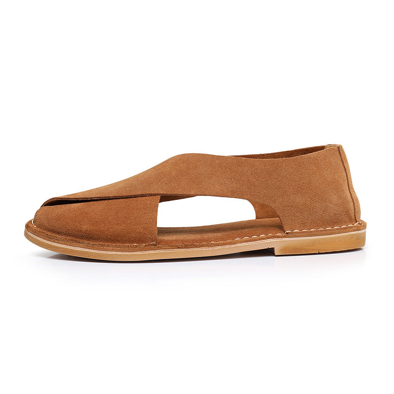 Men's Cross-Strap Sandals: Textured Surface & Minimalist Design