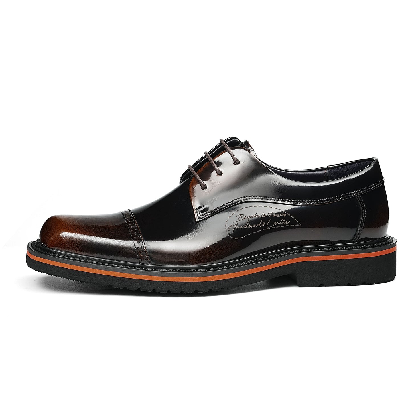 Men's Architectural Derby: Square-Toe Design & Contrast Sole Detailing
