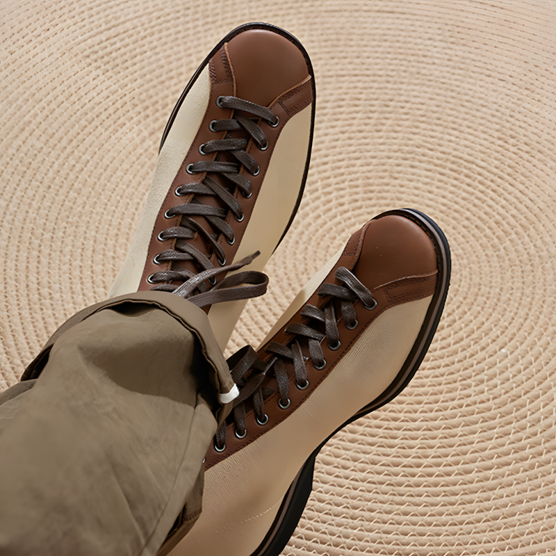 Vintage Canvas & Leather High-Top Boots