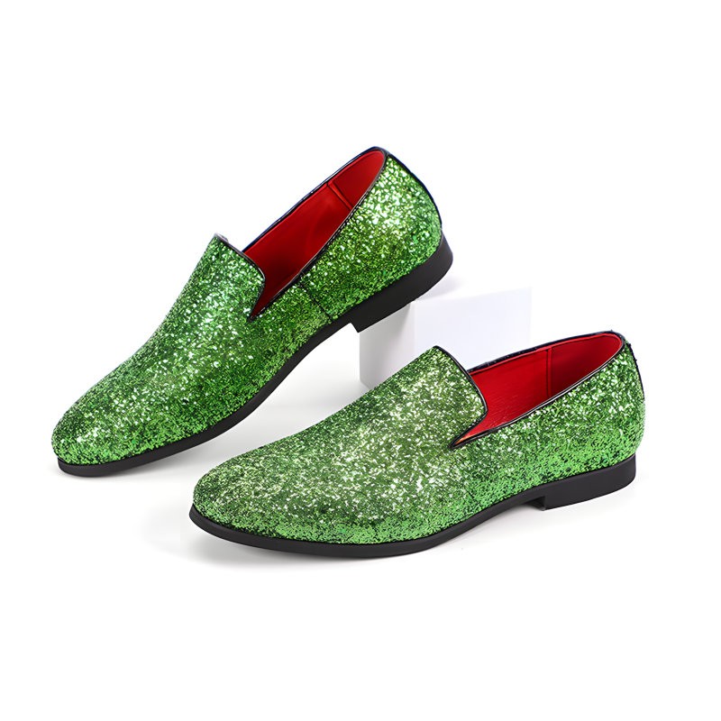 Men's Glitter Loafers Dazzling Slip-On Dress Shoes