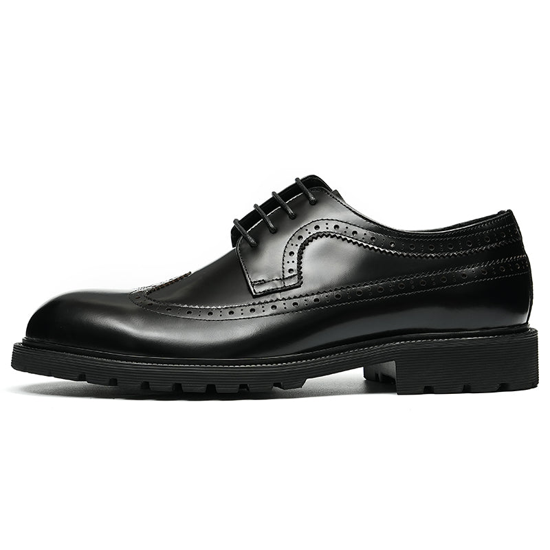 Men's Brogue Derby Shoes - Refined Wingtip & Breathable Comfort