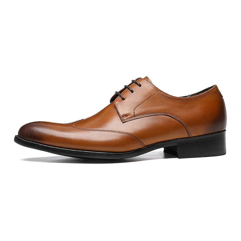 Men's Pointed-Toe Derby Shoes Premium Leather & Secure Lace-Up