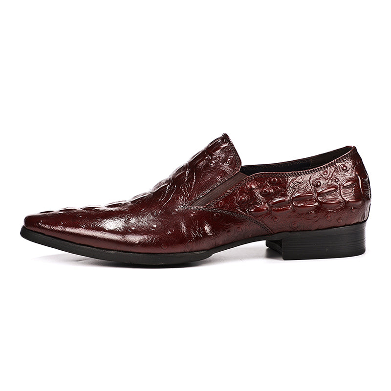 Men’s Ostrich-Patterned Leather Loafers
