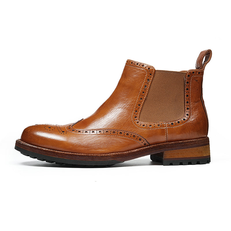 Men's Brogue Chelsea Boots: Horween Leather & Goodyear Welted