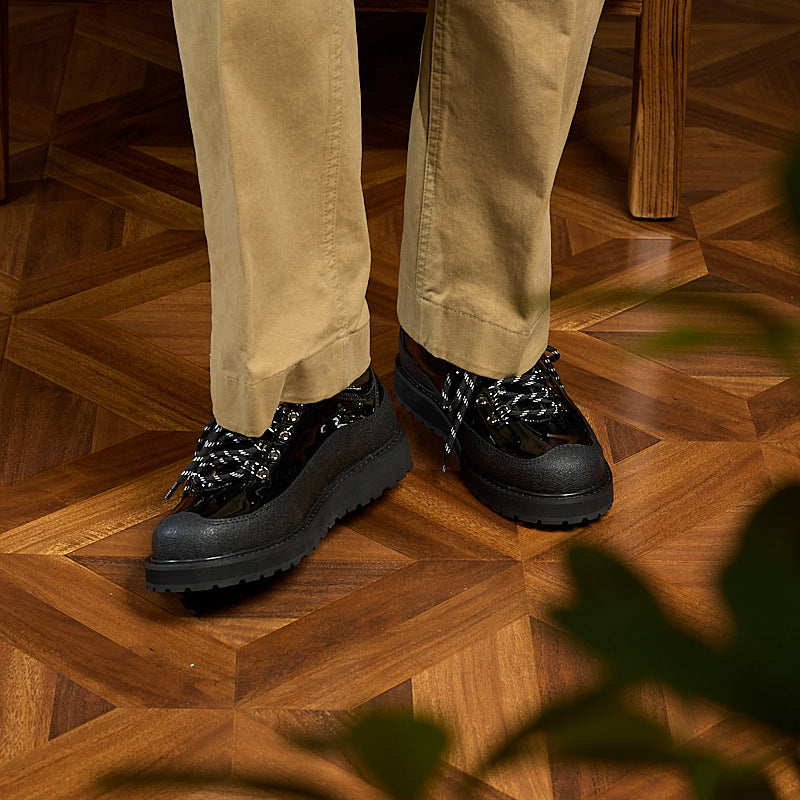 Urban Workwear Shoes: Contrast Suede Design & Rugged Lace Detailing