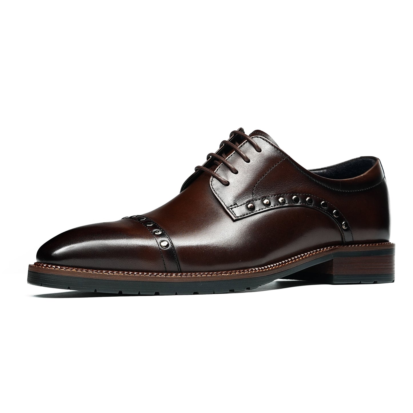 Men's Derby Shoes: Sculpted Toe Design & Artisan Hardware Accents