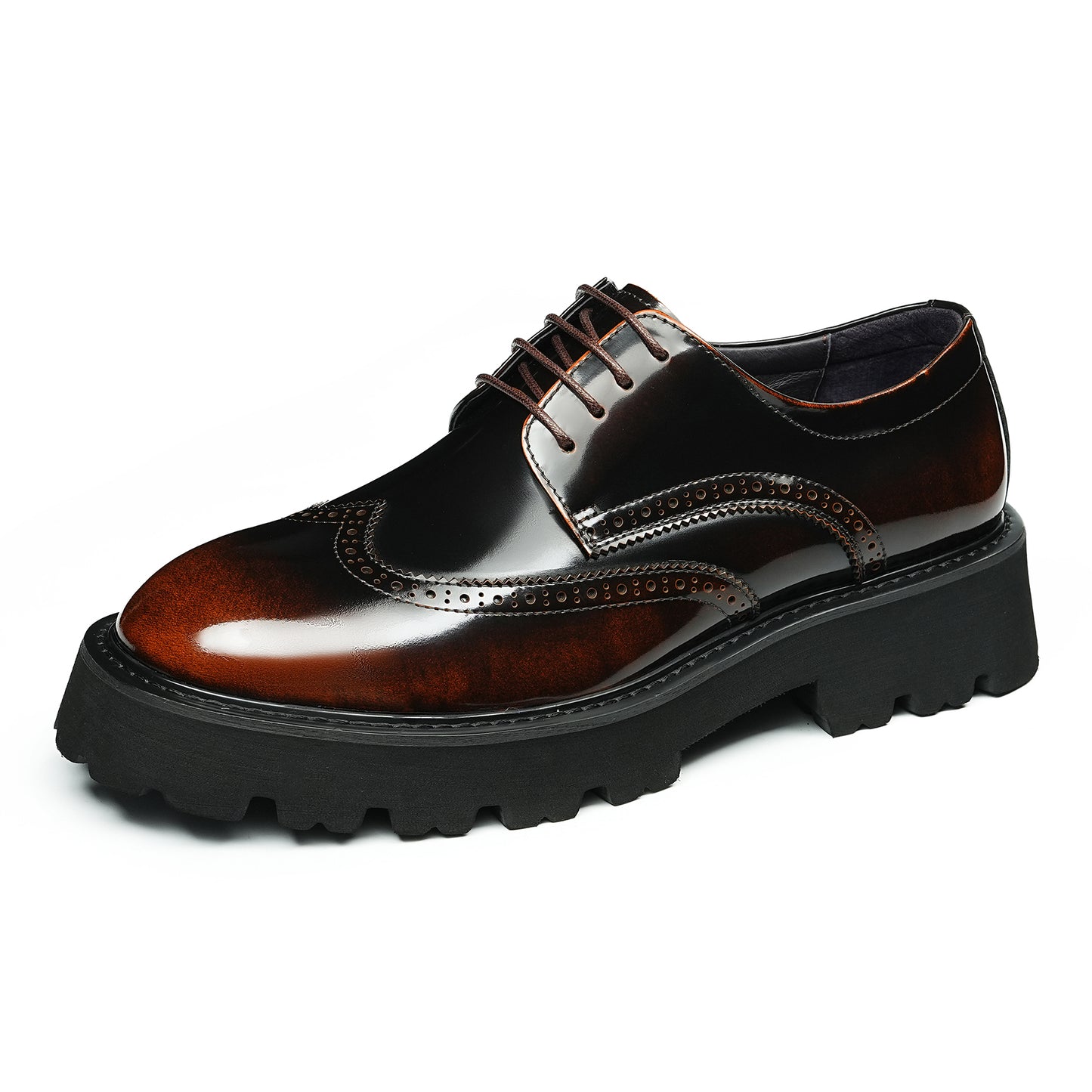 Men's Luminous Brogue Derby Shoes: Artisan Detailing & Timeless Sophistication