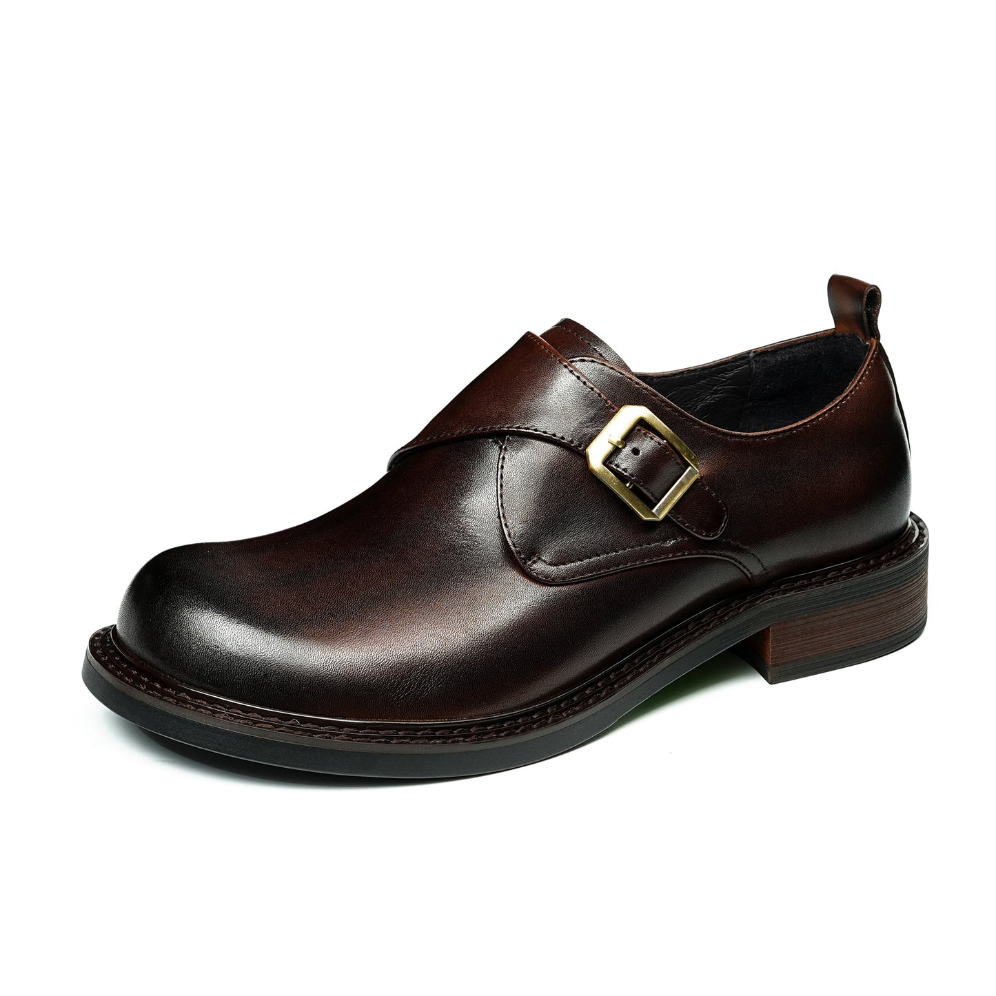 Men's Spacious Toe Monk Strap Shoes: Refined Hardware & Elevated Comfort