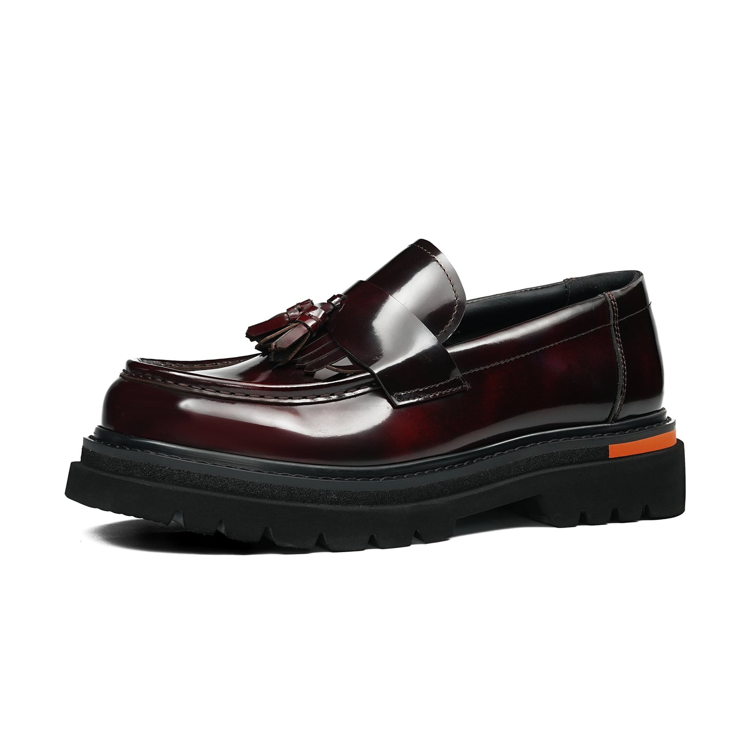 Men's Tassel Loafers: Burnished Leather Patina & Adaptable Traction