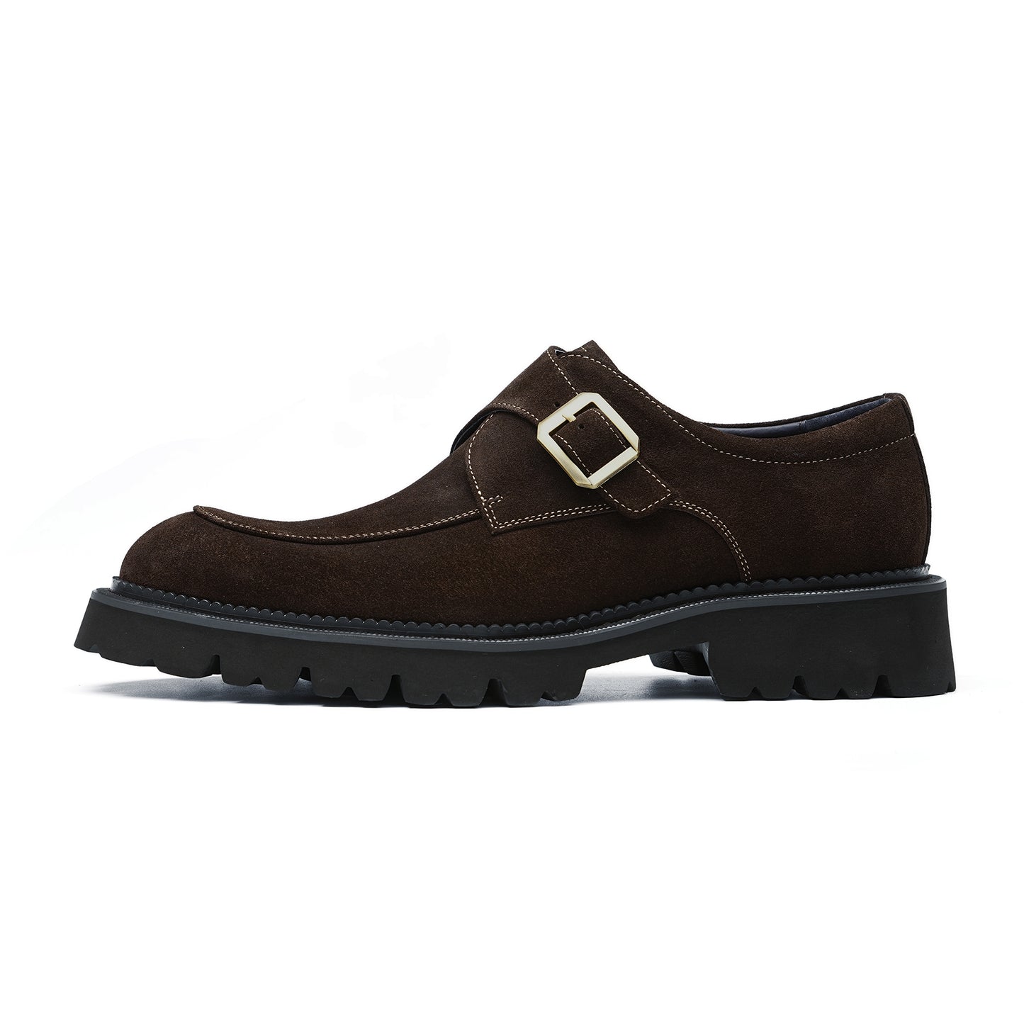 Men's Suede Monk Strap Shoes: Textured Comfort & Terrain-Adaptive Foundation
