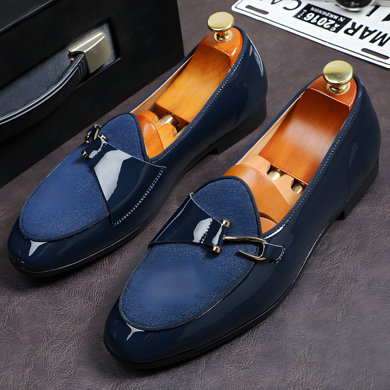 Men's Loafers Dual-Material Patent Leather