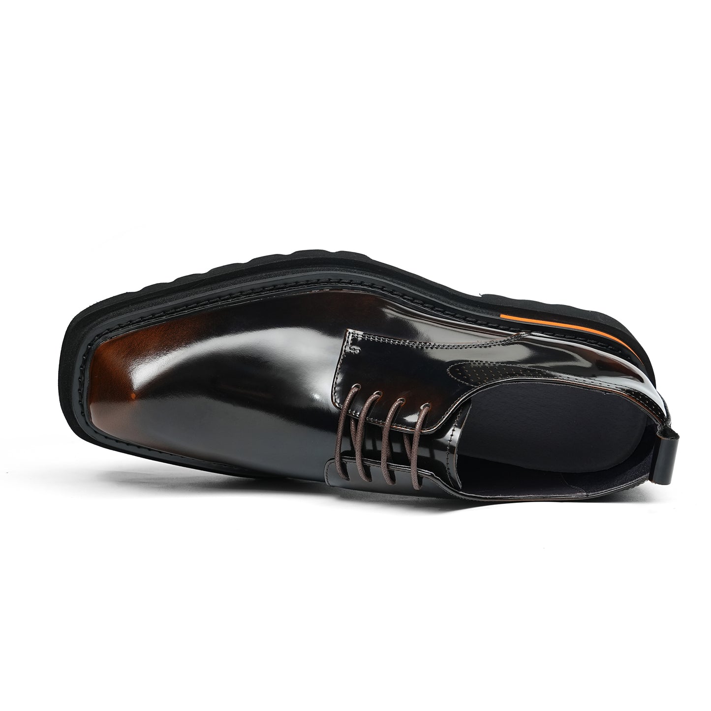 Cinematic Square-Toe Derby: Architectural Sole & Contrast Detailing