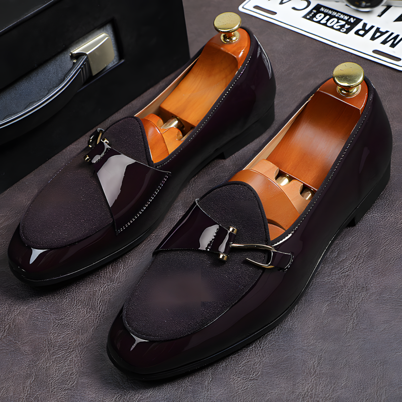 Men's Loafers Dual-Material Patent Leather