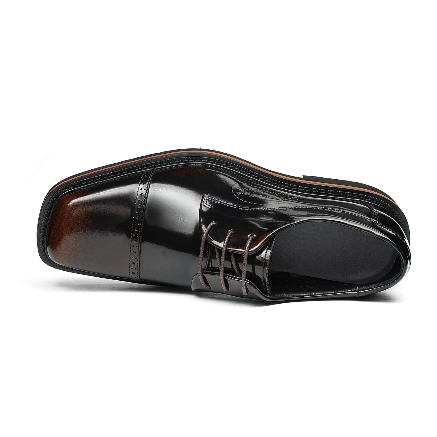 Men's Architectural Derby: Square-Toe Design & Contrast Sole Detailing