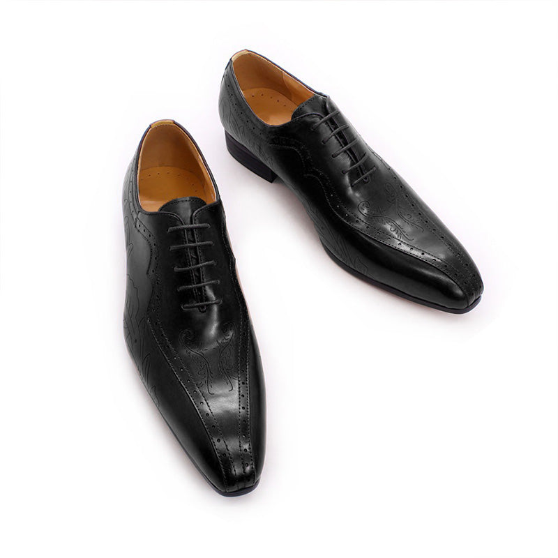 Men's Handcrafted Oxford Dress Shoes with Engraved Detailing