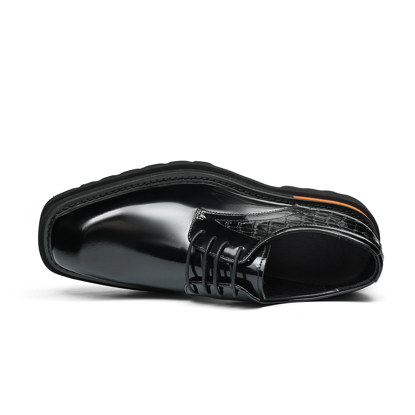 Architectural Derby Shoes: Sculptural Square-Toe & Contrast Trim Detailing