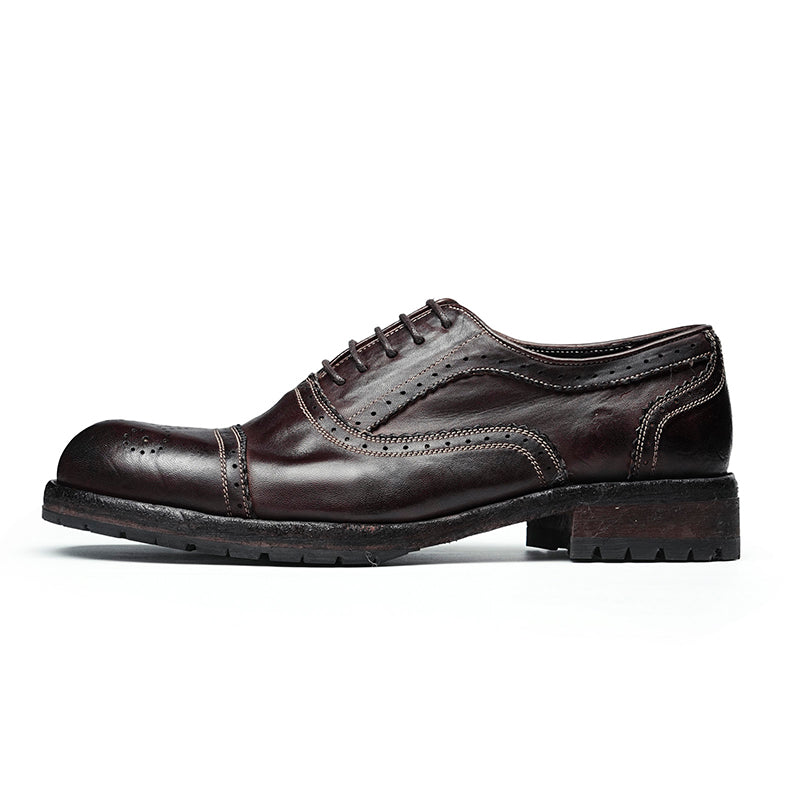 Brogue Oxford Excellence: Goodyear Welted Craft & Artful Carving Mastery