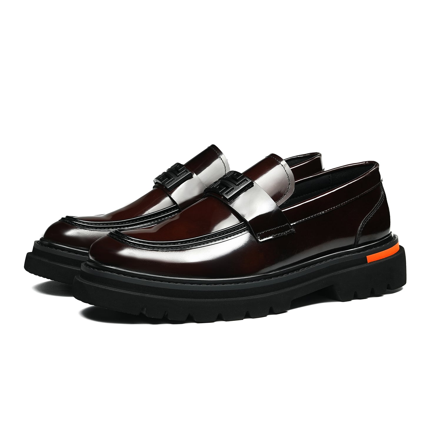 Men's Burnished Loafers: Signature Hardware & Supple Inner Contours
