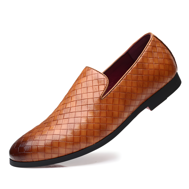Men’s Loafers Woven Leather Slip-On Shoes