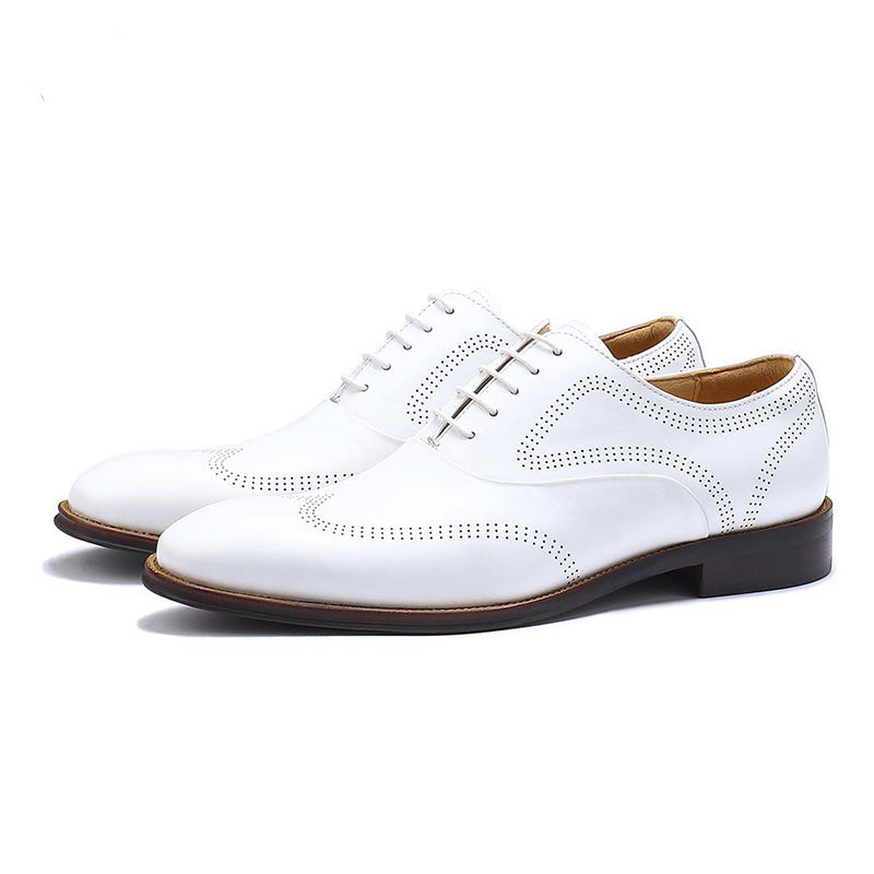 Men’s White Brogue Oxford Shoes