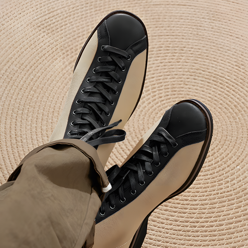 Vintage Canvas & Leather High-Top Boots