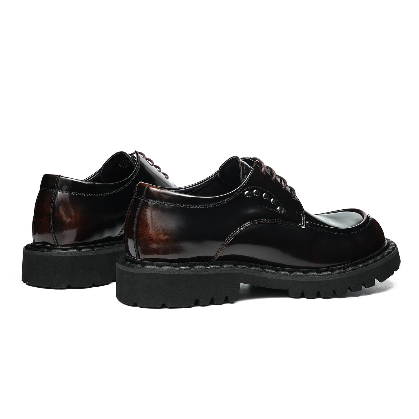 Architectural Men's Derby Shoes: Sculptural Sole & Mirror-Finish Elegance