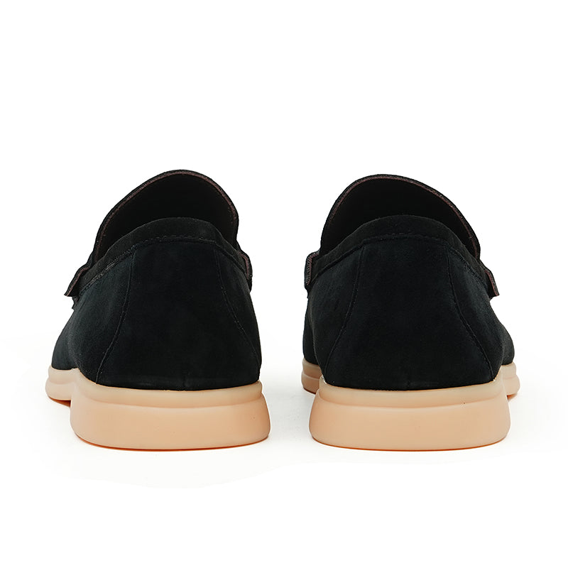 Men's Loafers - Textured Suede & Tassel Accent