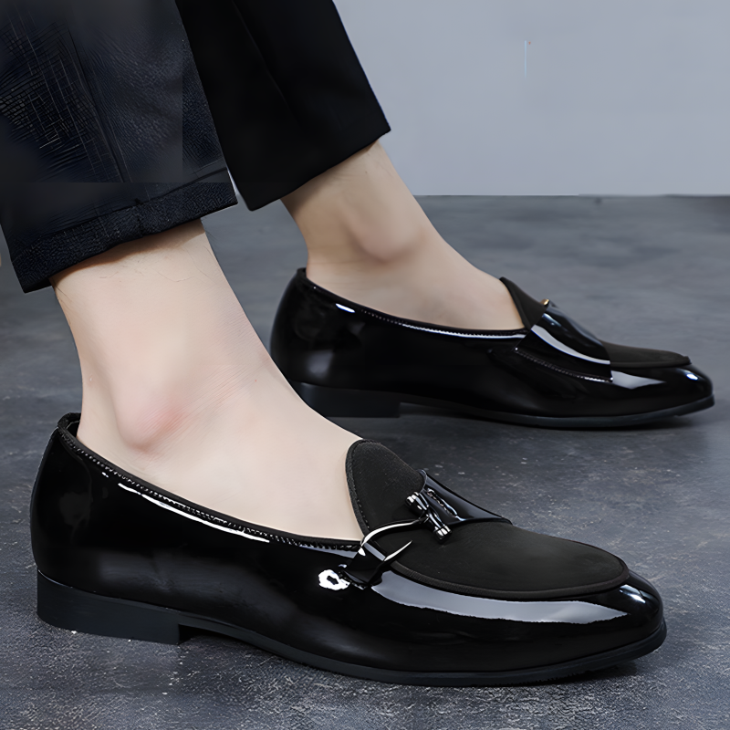 Men's Loafers Dual-Material Patent Leather