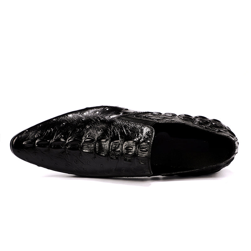 Men’s Ostrich-Patterned Leather Loafers