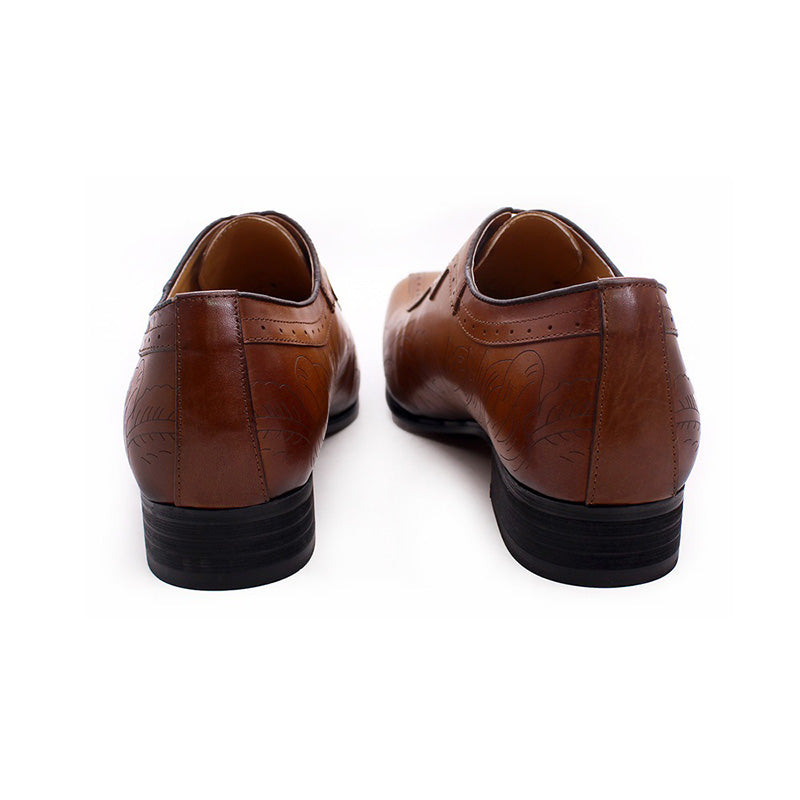 Men's Handcrafted Oxford Dress Shoes with Engraved Detailing