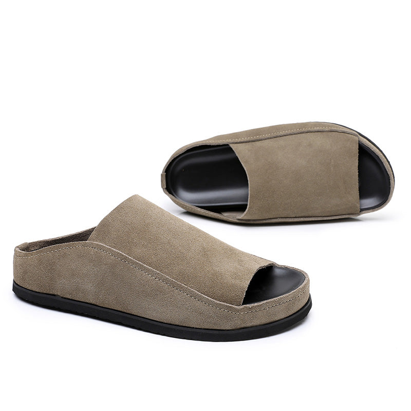 Architectural Open-Toe Slippers: Plush Comfort & Contrast Sole Design