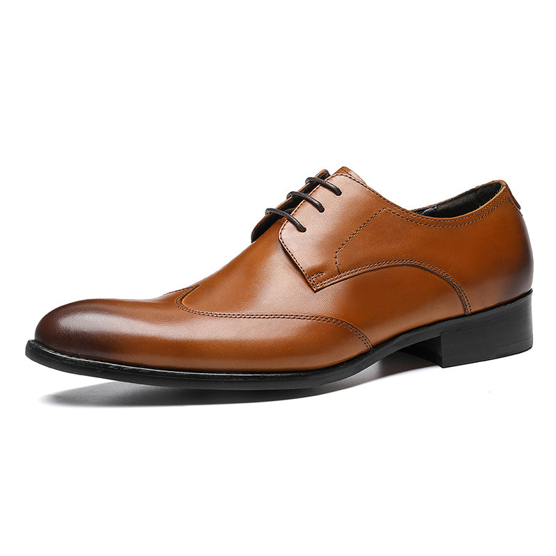 Men's Pointed-Toe Derby Shoes Premium Leather & Secure Lace-Up
