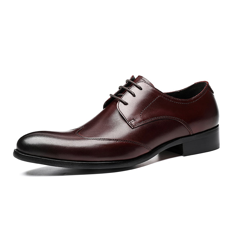 Men's Pointed-Toe Derby Shoes Premium Leather & Secure Lace-Up