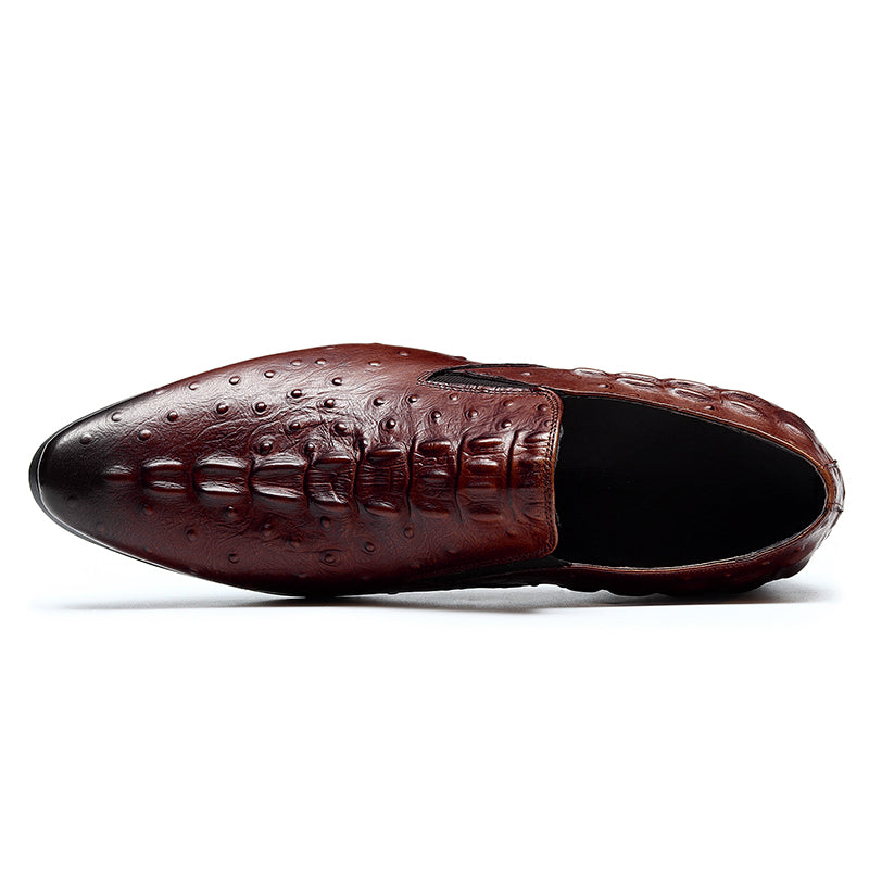 Men’s Ostrich-Patterned Leather Loafers