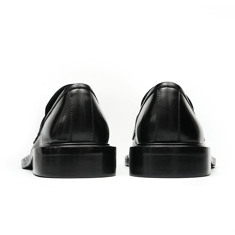 Men's Loafers - Gradient Leather & Reinforced Strap Design