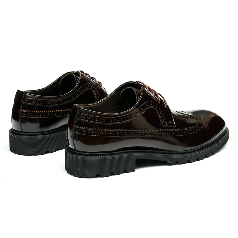 Men's Brogue Derby Shoes - Refined Wingtip & Breathable Comfort