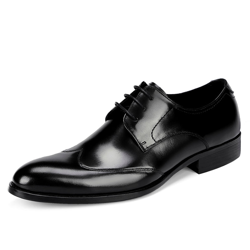 Men's Pointed-Toe Derby Shoes Premium Leather & Secure Lace-Up