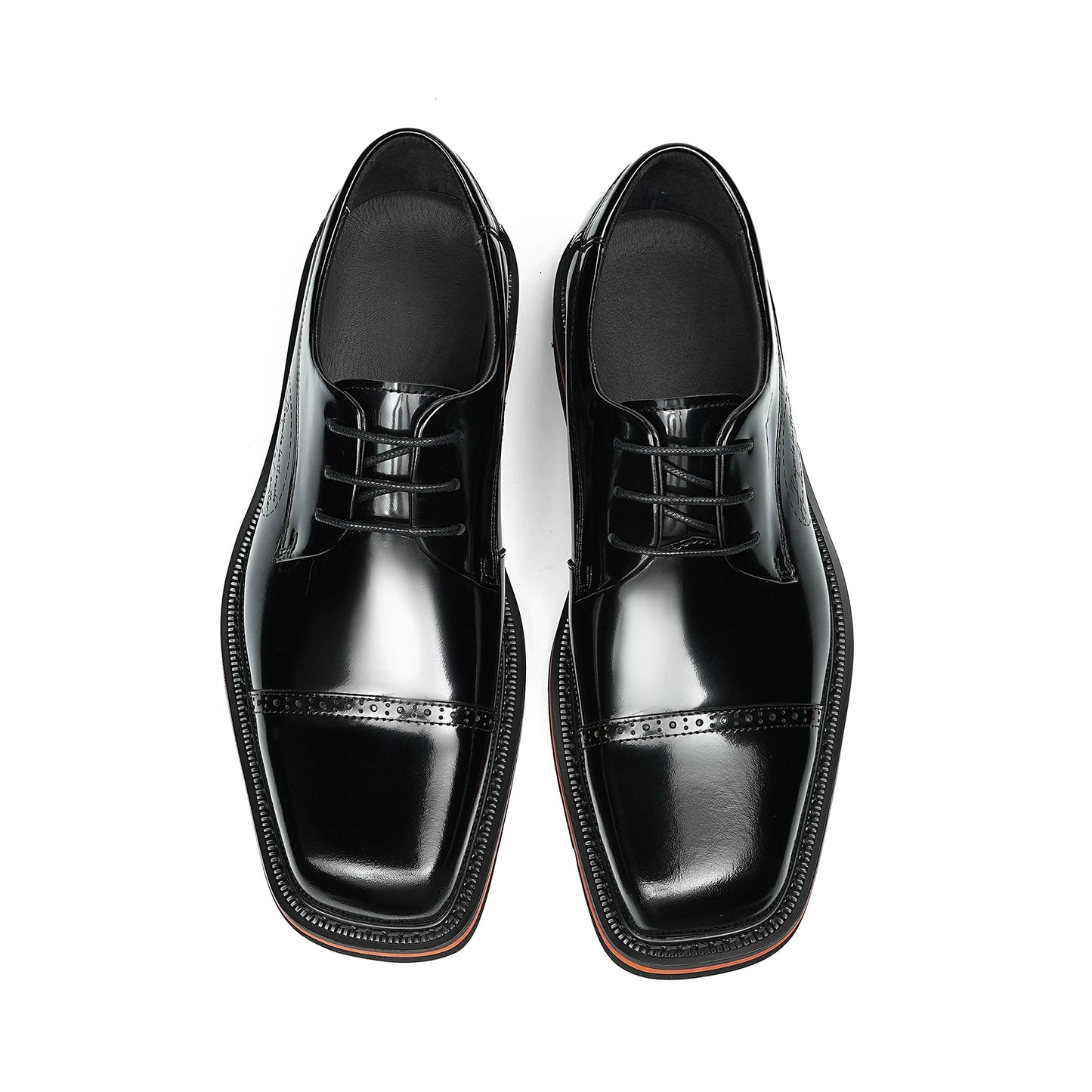 Men's Architectural Derby: Square-Toe Design & Contrast Sole Detailing