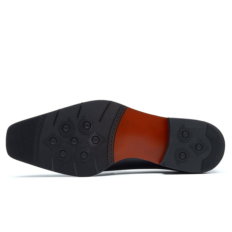 Men's Loafers - Diamond-Kissed Toe & Polished Leather