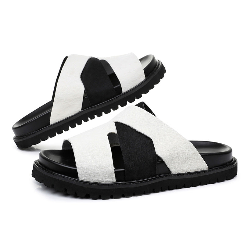 Men's Artisan Sliders: Cross-Strap Architecture & Effortless Comfort