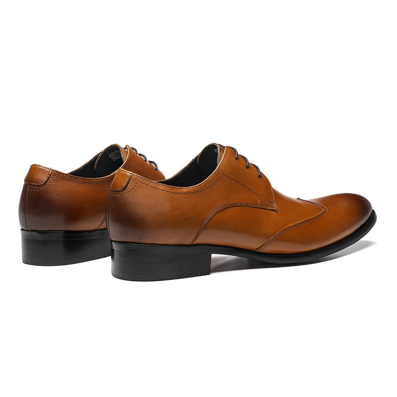 Men's Pointed-Toe Derby Shoes Premium Leather & Secure Lace-Up